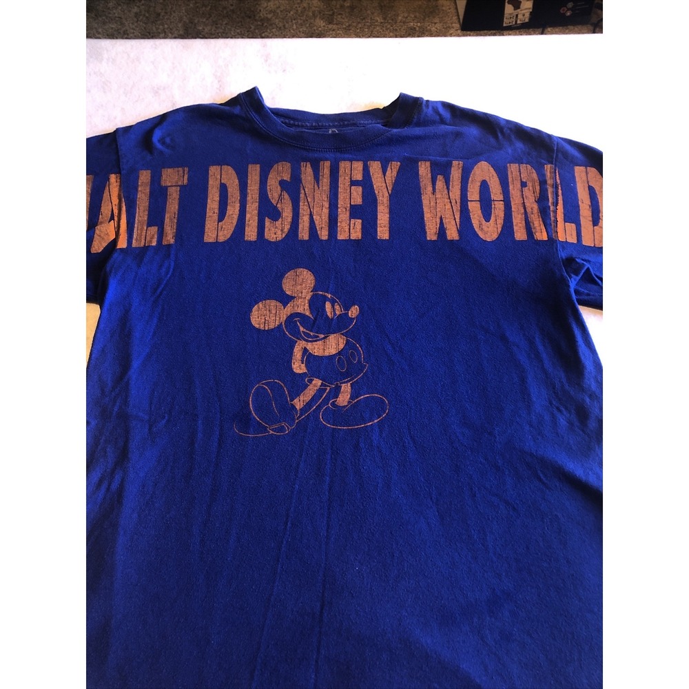 Walt Disney World Tshirt‎ Mickey Mouse Medium Blue Orange Rare Unique Hanes - Picture 2 of 12